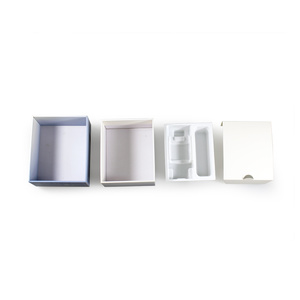 Lid and base paper package box with plastic and paper insert